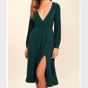 Lulus forest green midi length dress